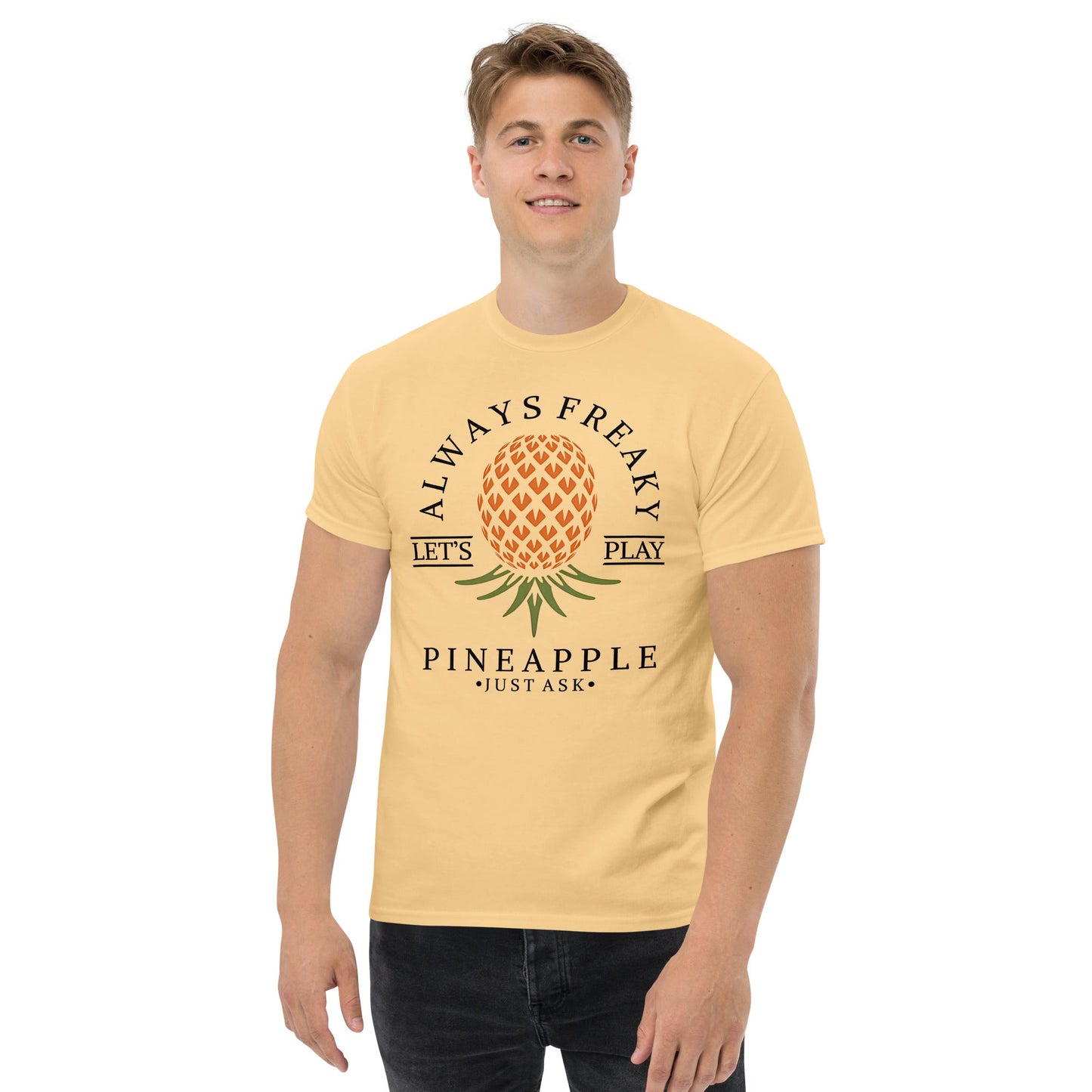 Classic T-shirt for Men Always Freaky Upside Down Pineapple Dark - Swinger Clothing