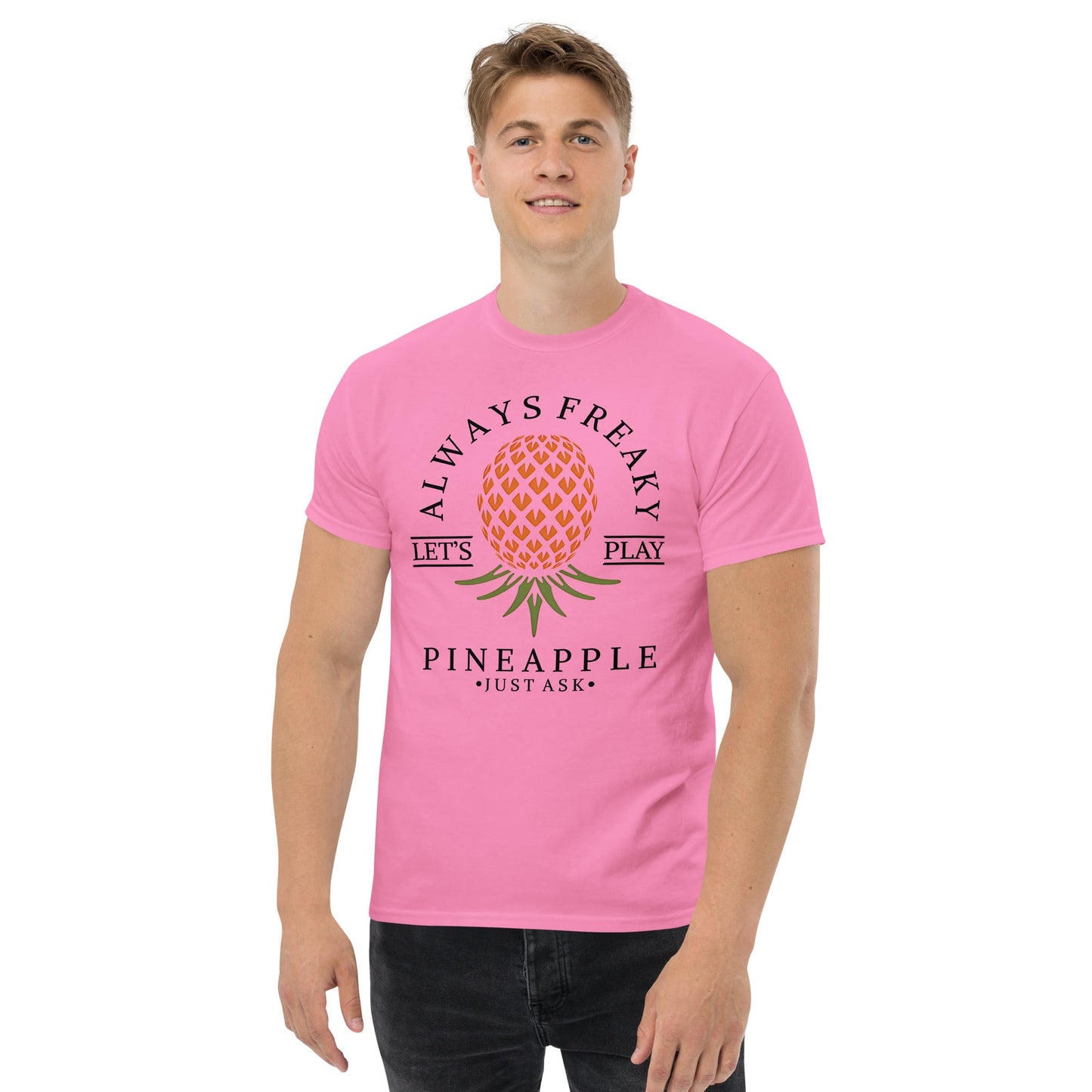 Classic T-shirt for Men Always Freaky Upside Down Pineapple Dark - Swinger Clothing