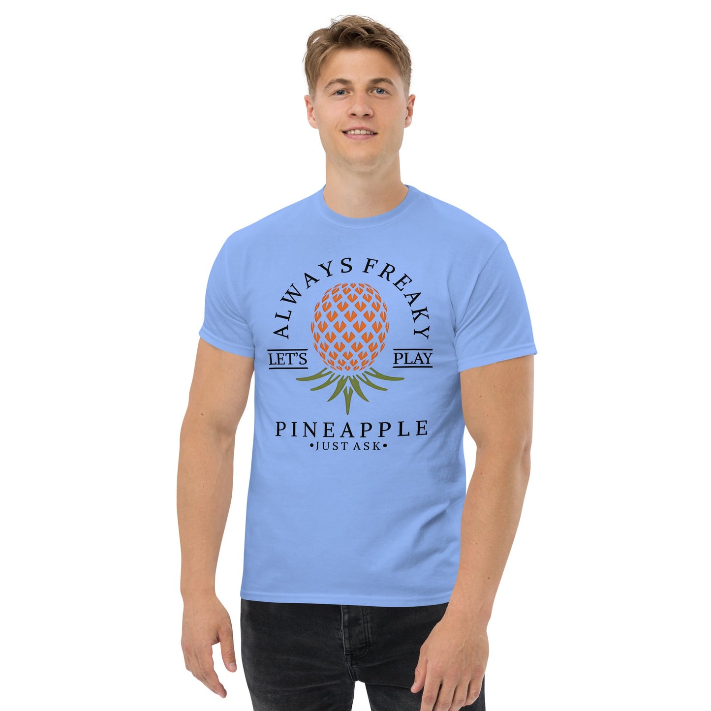 Classic T-shirt for Men Always Freaky Upside Down Pineapple Dark - Swinger Clothing