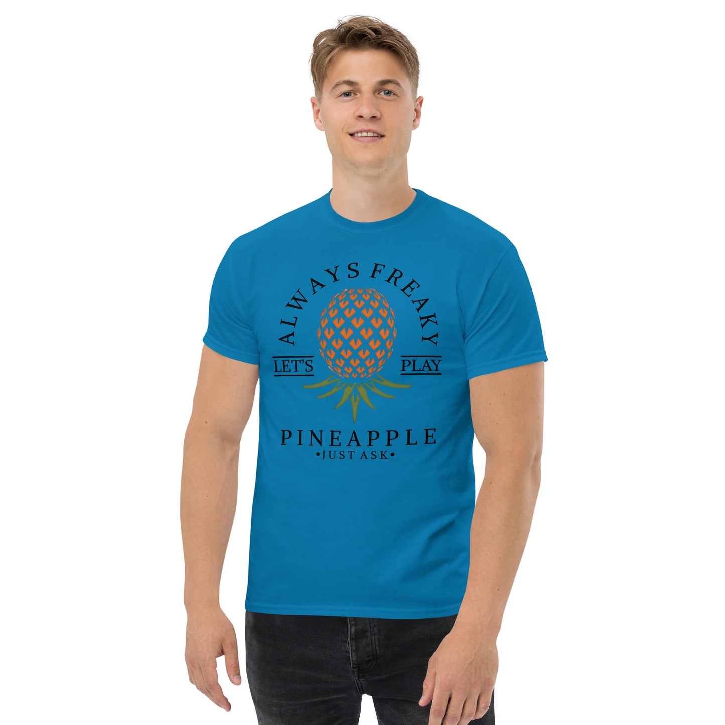 Classic T-shirt for Men Always Freaky Upside Down Pineapple Dark - Swinger Clothing