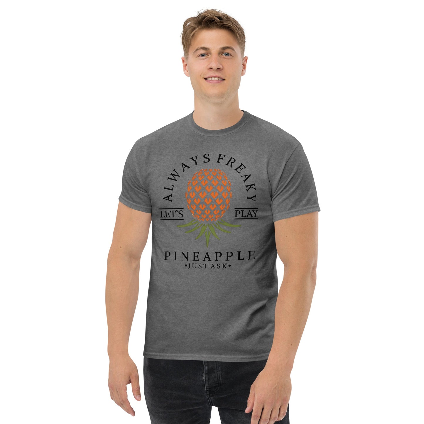 Classic T-shirt for Men Always Freaky Upside Down Pineapple Dark - Swinger Clothing