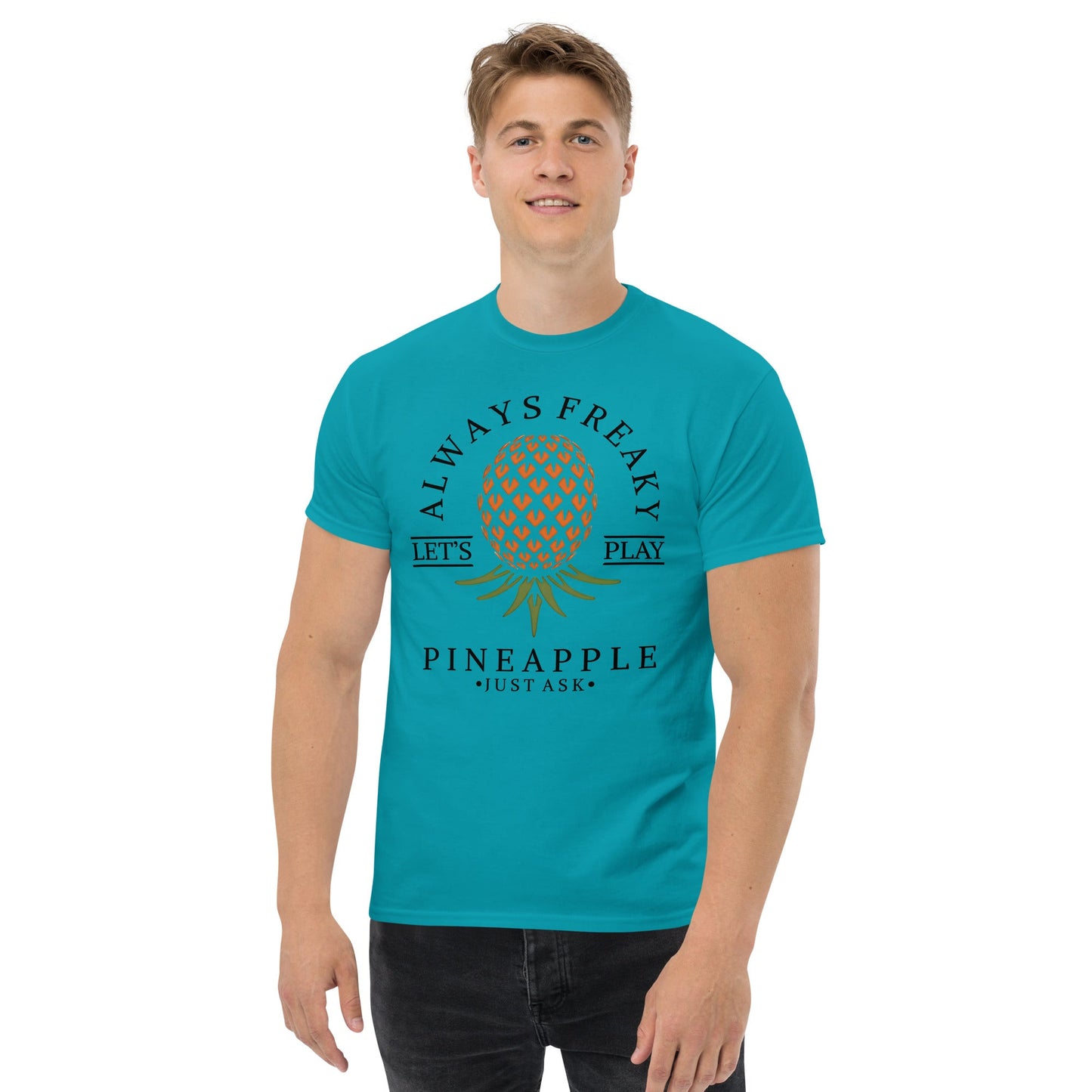 Classic T-shirt for Men Always Freaky Upside Down Pineapple Dark - Swinger Clothing