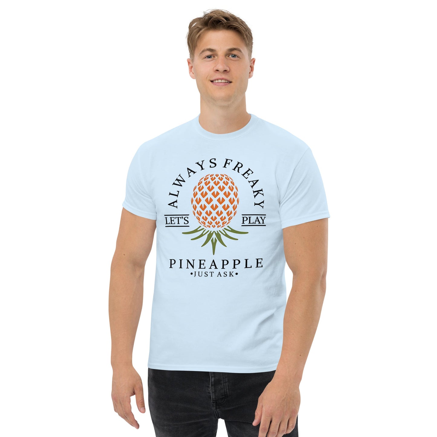 Classic T-shirt for Men Always Freaky Upside Down Pineapple Dark - Swinger Clothing