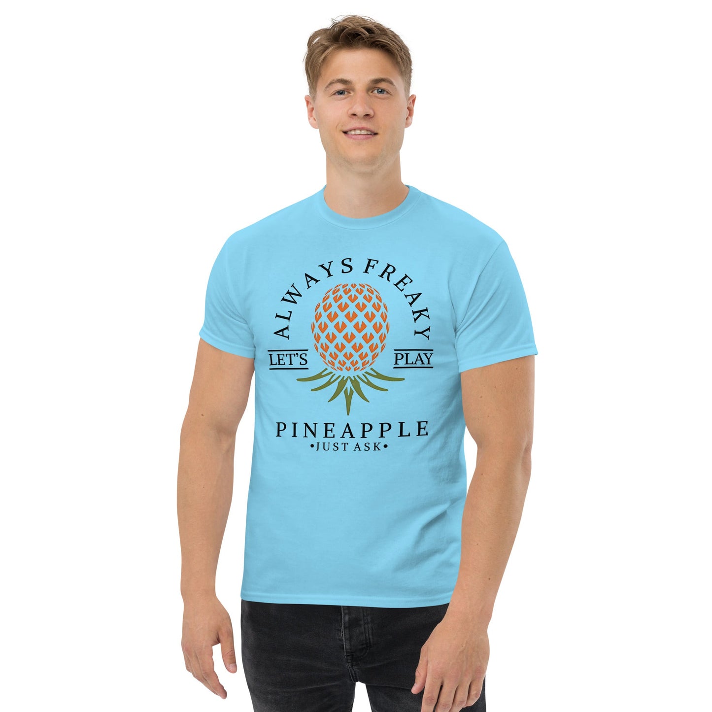 Classic T-shirt for Men Always Freaky Upside Down Pineapple Dark - Swinger Clothing