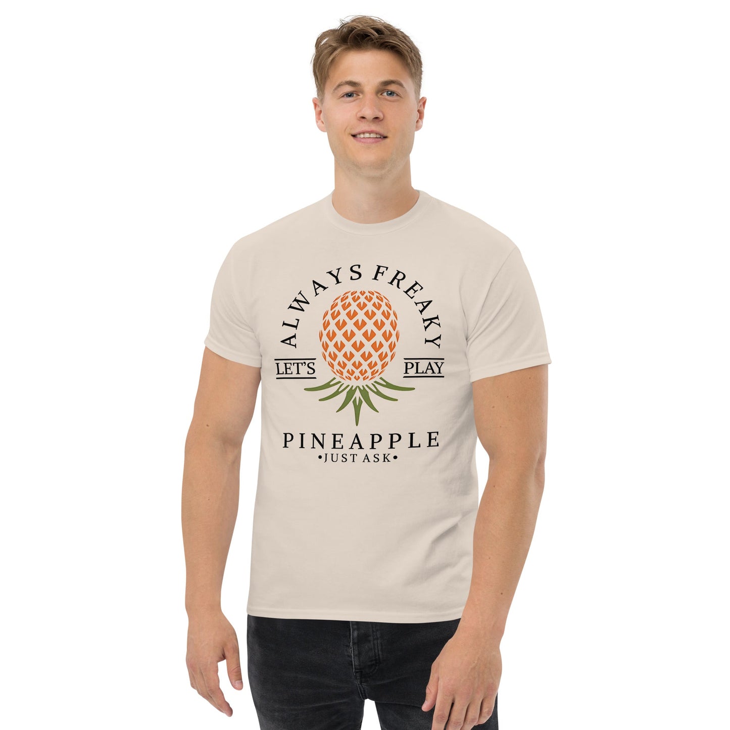 Classic T-shirt for Men Always Freaky Upside Down Pineapple Dark - Swinger Clothing
