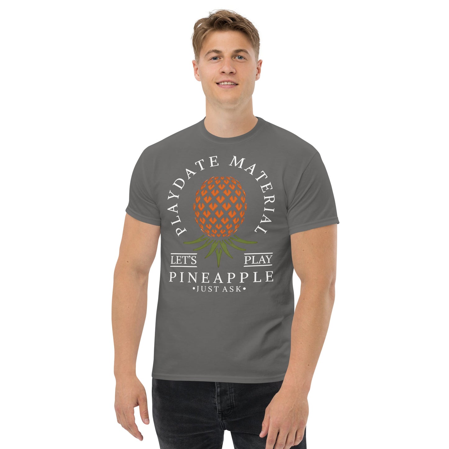 Classic T-shirt for Men Playdate Material Upside Down Pineapple Dark - Swinger Clothing