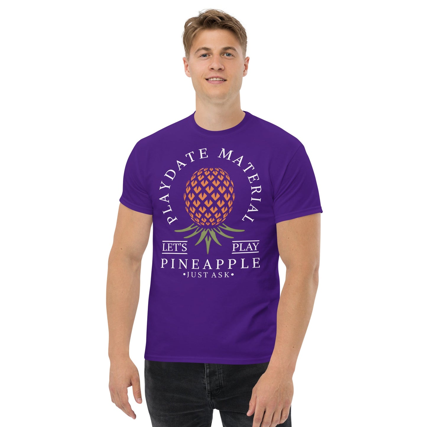 Classic T-shirt for Men Playdate Material Upside Down Pineapple Dark - Swinger Clothing