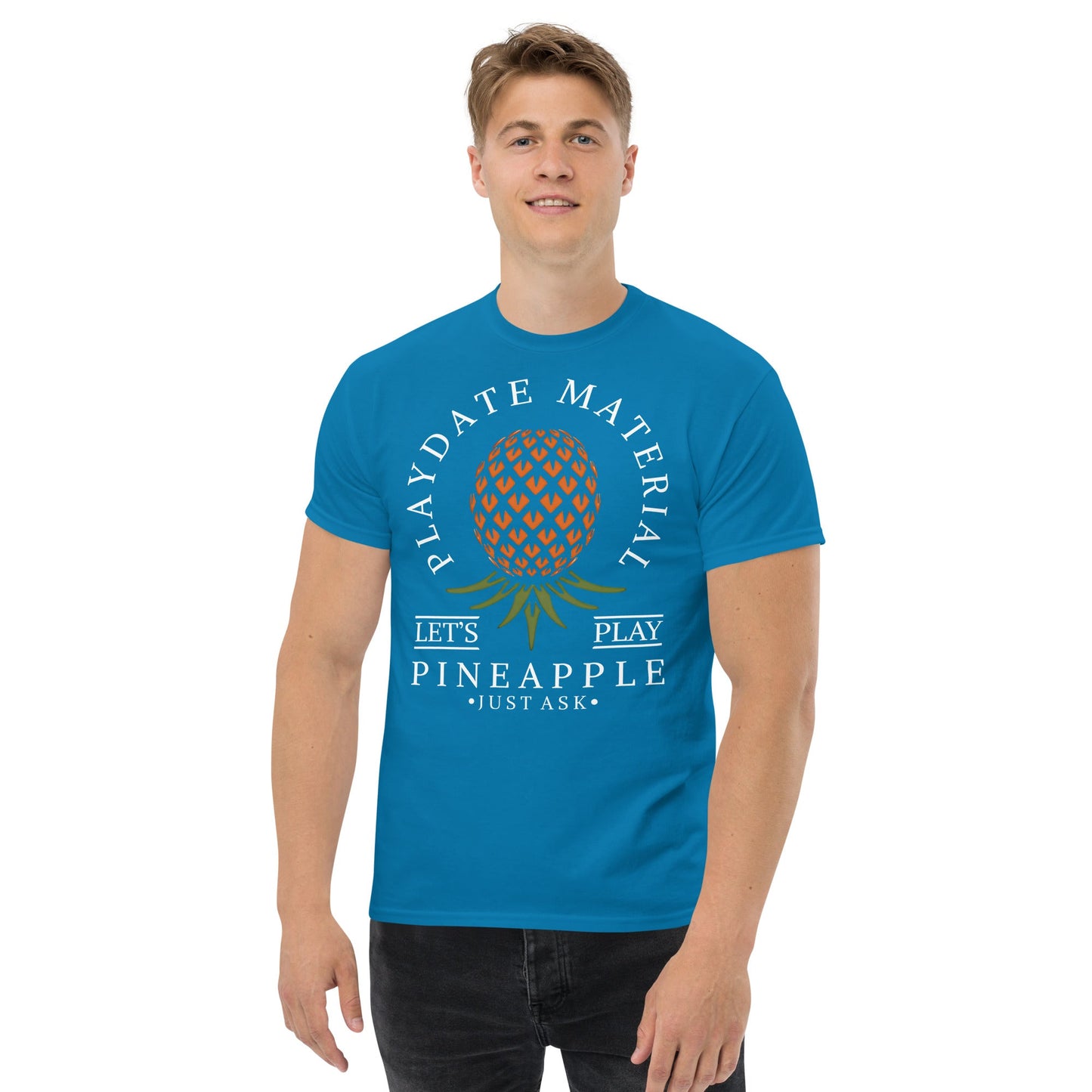 Classic T-shirt for Men Playdate Material Upside Down Pineapple Dark - Swinger Clothing