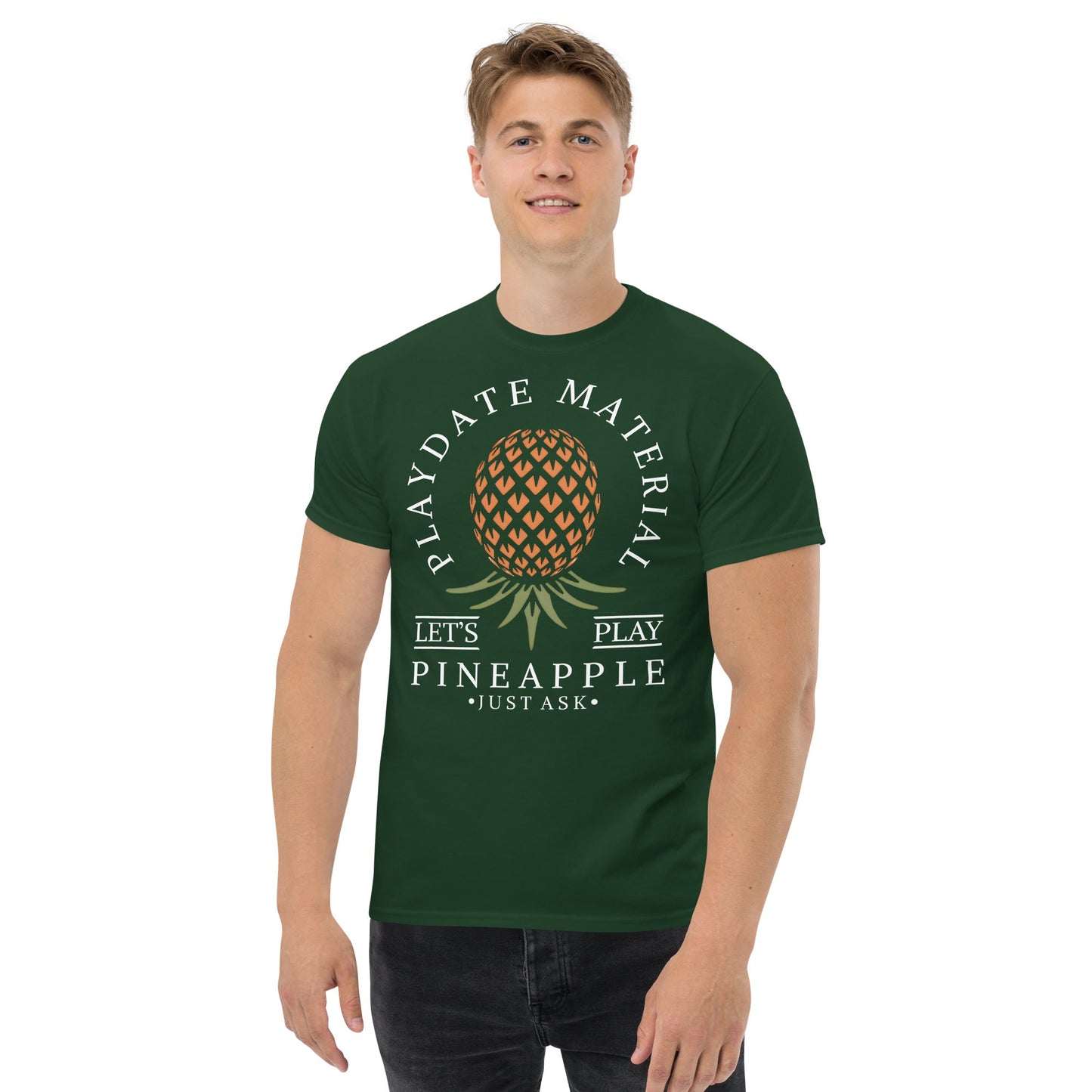 Classic T-shirt for Men Playdate Material Upside Down Pineapple Dark - Swinger Clothing