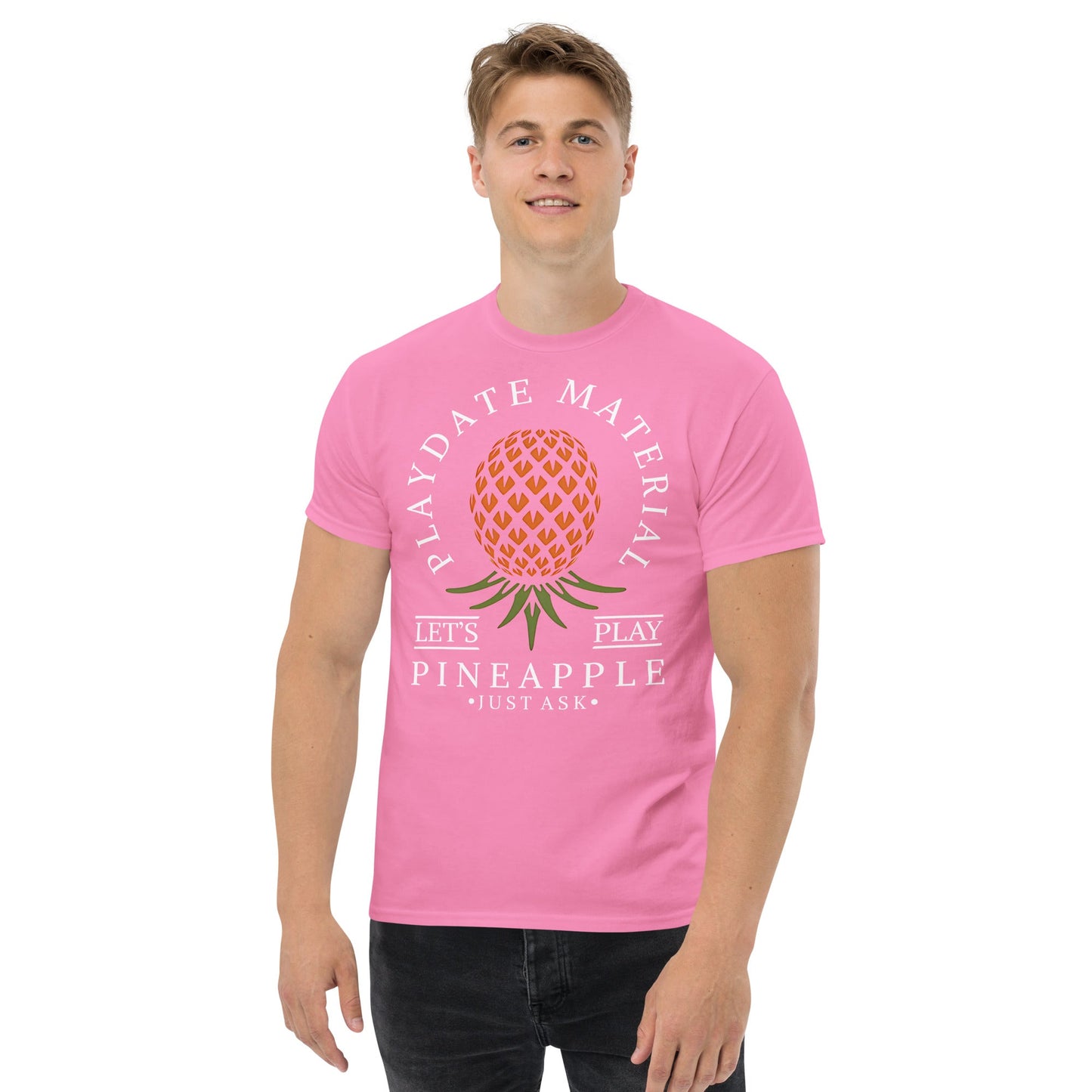 Classic T-shirt for Men Playdate Material Upside Down Pineapple Dark - Swinger Clothing