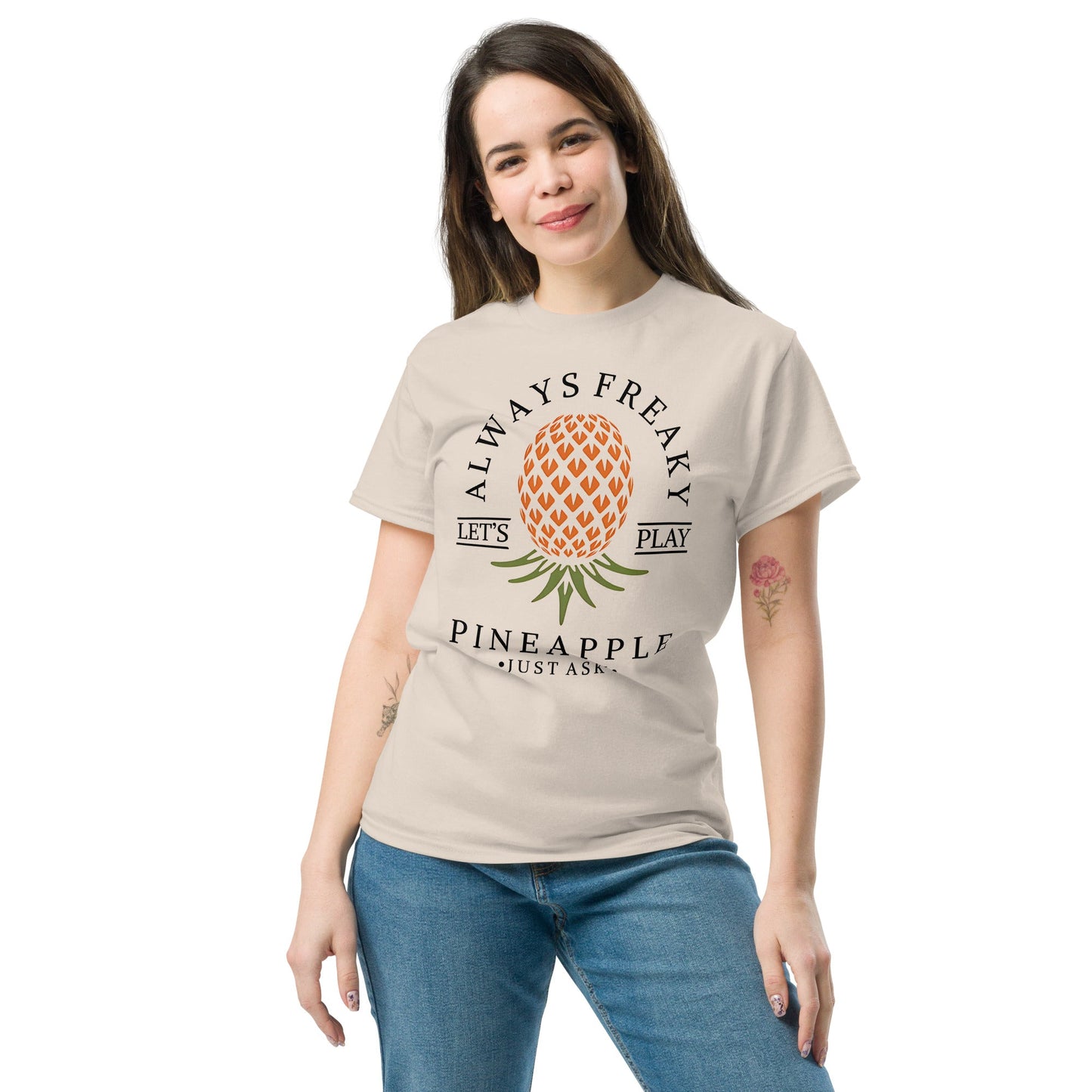 Classic T-shirt for Women Always Freaky Upside Down Pineapple Light - Swinger Clothing