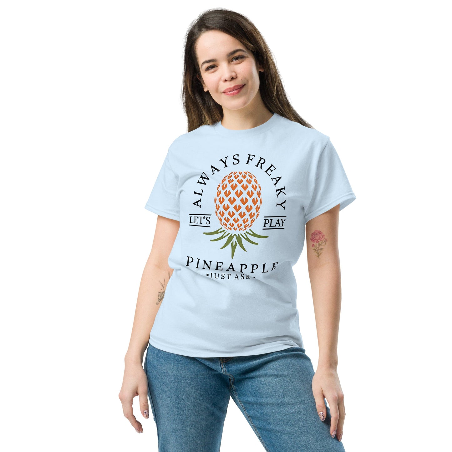Classic T-shirt for Women Always Freaky Upside Down Pineapple Light - Swinger Clothing