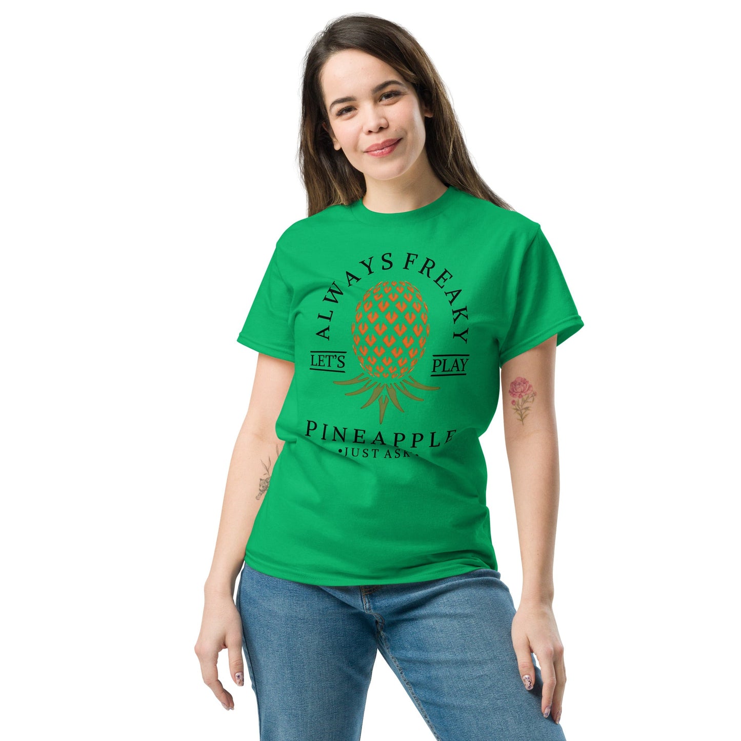 Classic T-shirt for Women Always Freaky Upside Down Pineapple Light - Swinger Clothing