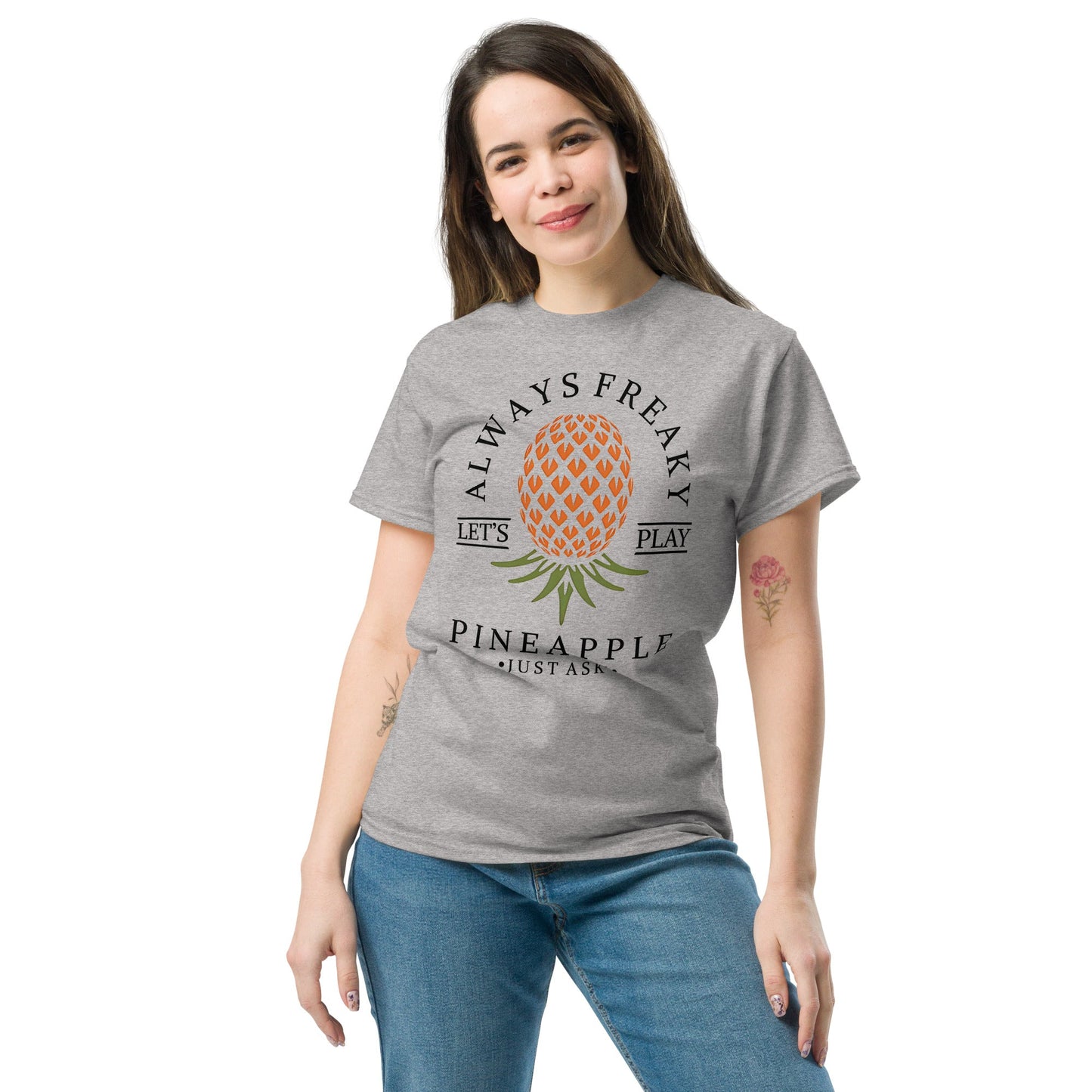 Classic T-shirt for Women Always Freaky Upside Down Pineapple Light - Swinger Clothing