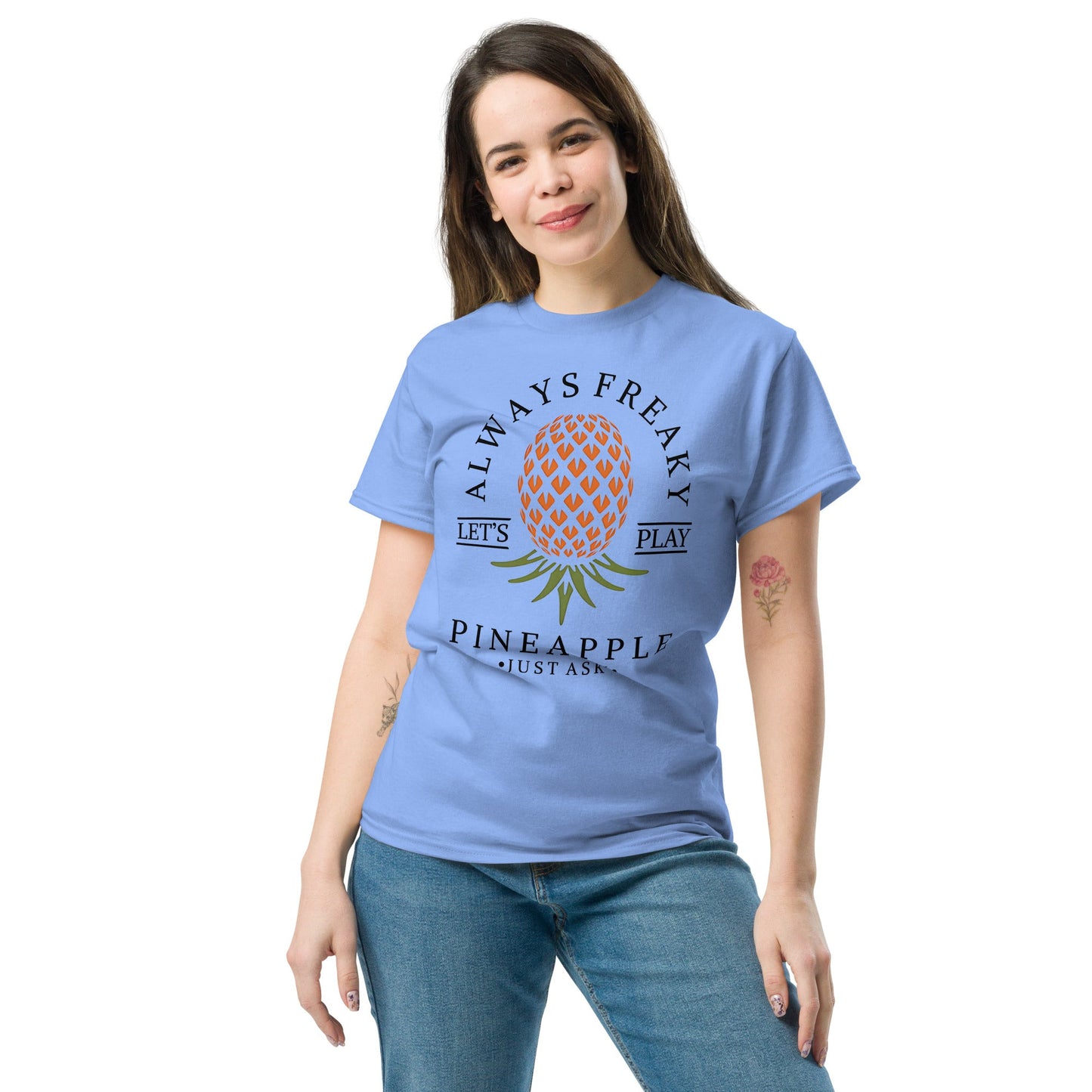 Classic T-shirt for Women Always Freaky Upside Down Pineapple Light - Swinger Clothing