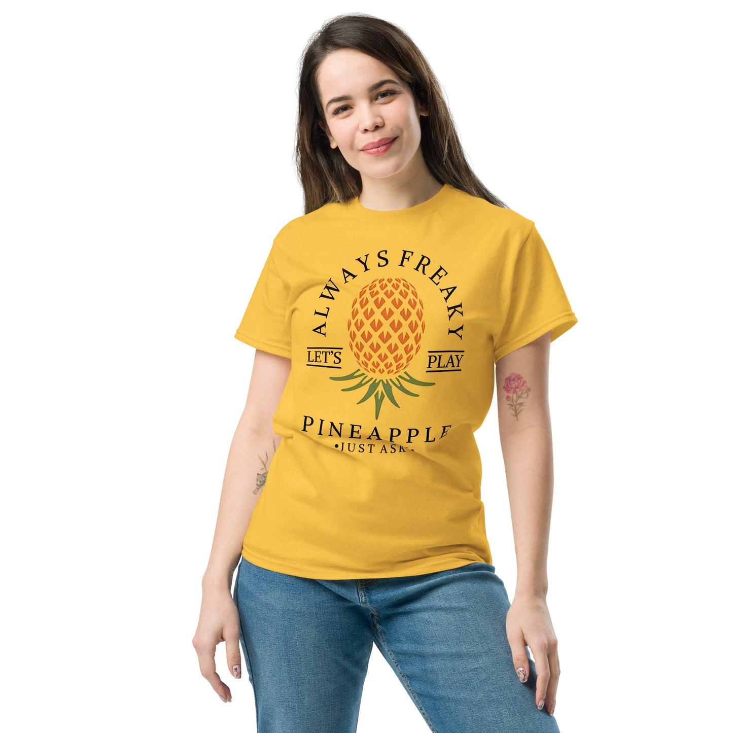 Classic T-shirt for Women Always Freaky Upside Down Pineapple Light - Swinger Clothing