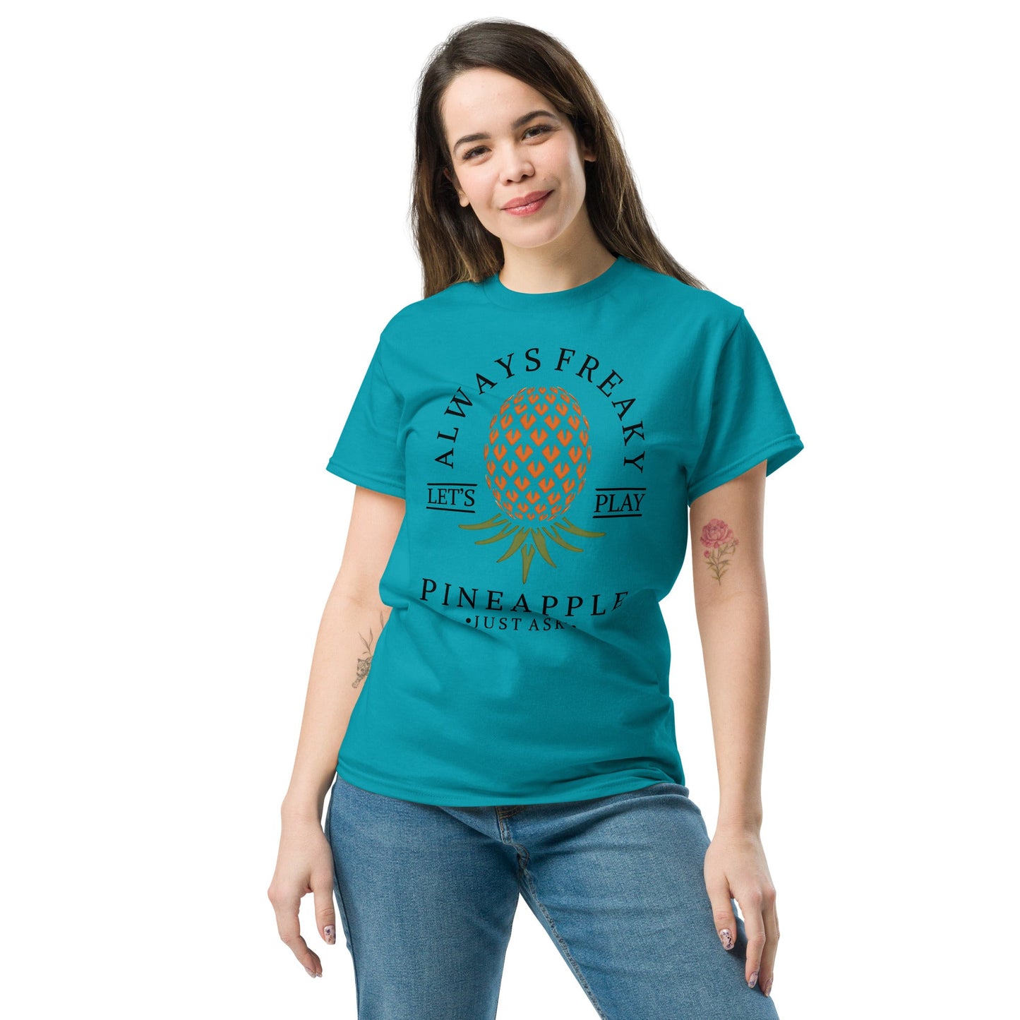 Classic T-shirt for Women Always Freaky Upside Down Pineapple Light - Swinger Clothing
