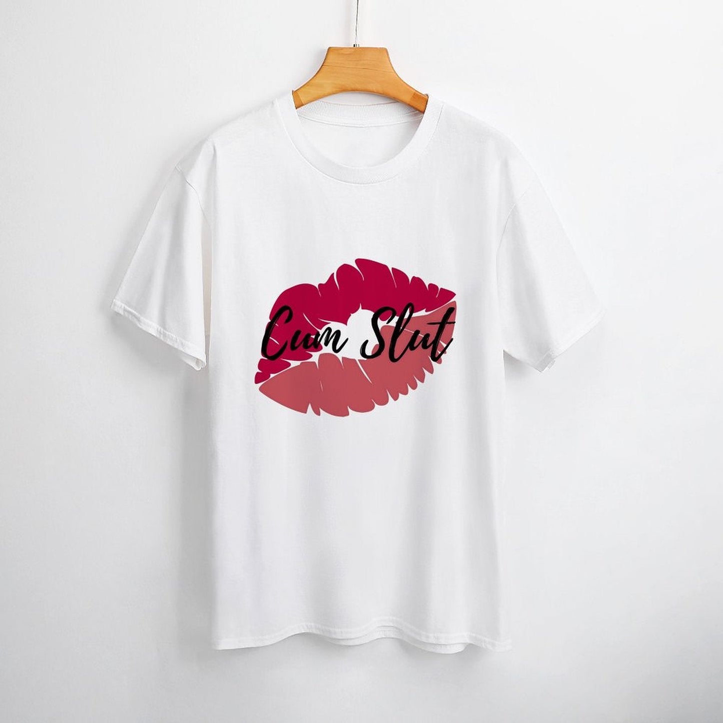 Short Sleeve Double Sided Women's Cotton T-Shirt Cum Slut - Swinger Clothing