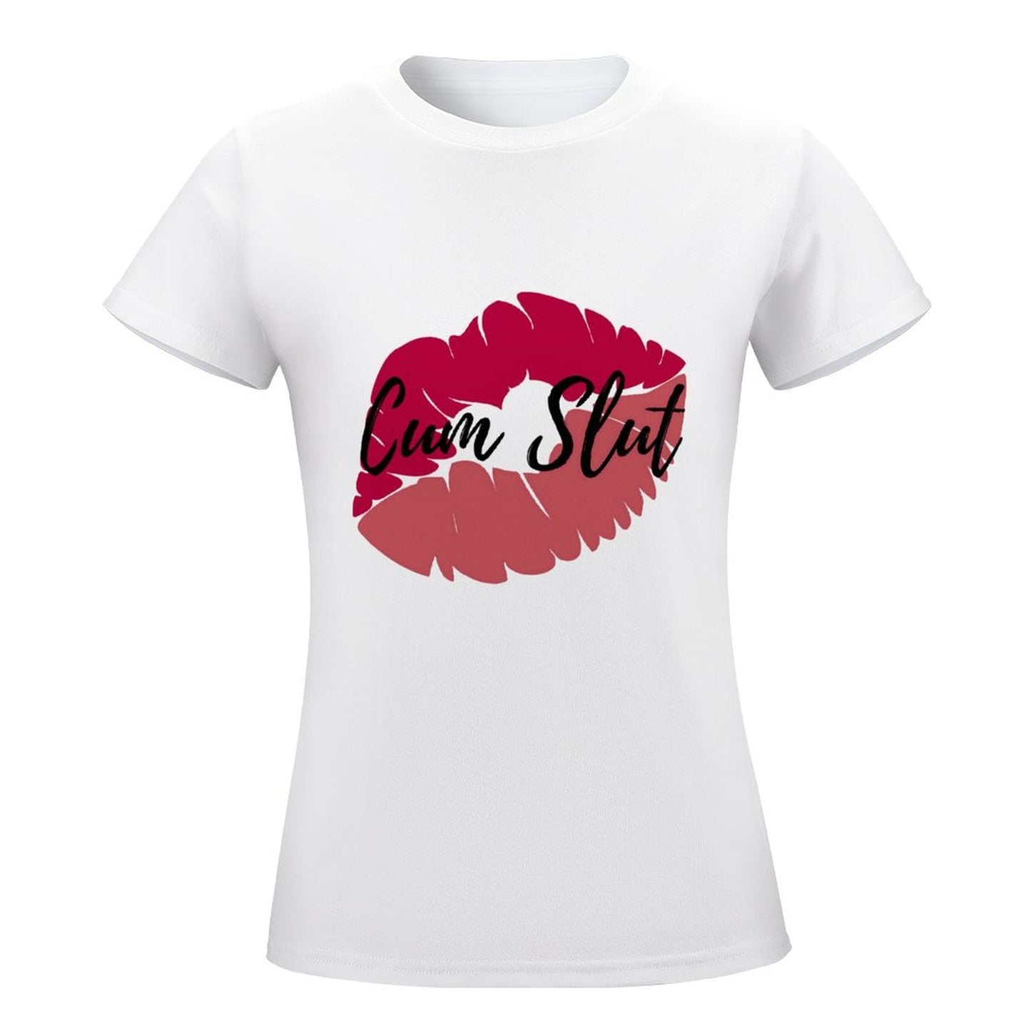 Short Sleeve Double Sided Women's Cotton T-Shirt Cum Slut - Swinger Clothing