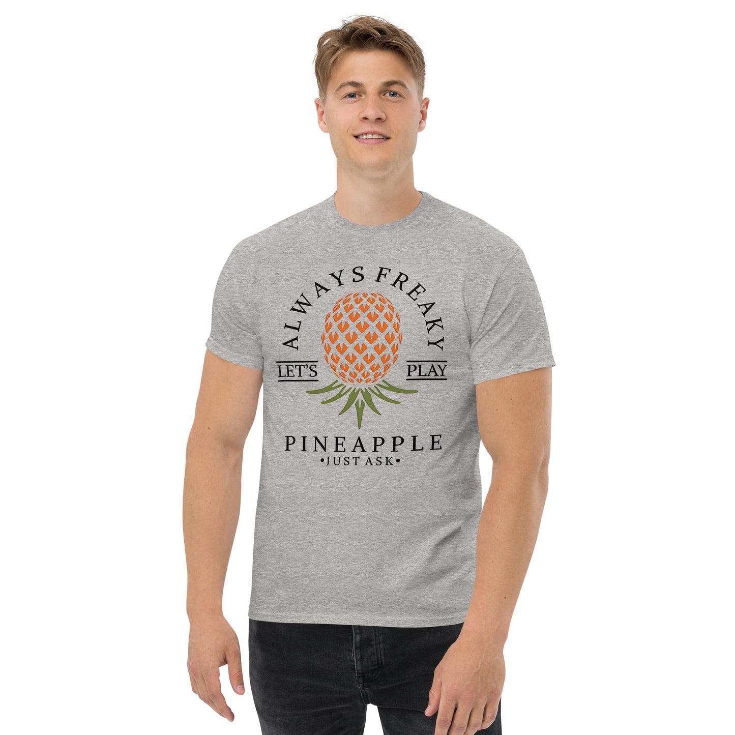 Classic T-shirt for Men Always Freaky Upside Down Pineapple Dark - Swinger Clothing