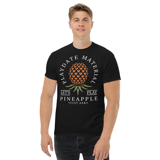 Classic T-shirt for Men Playdate Material Upside Down Pineapple Dark - Swinger Clothing