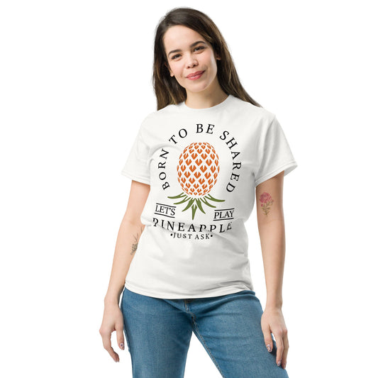 Classic T-shirt for Women Born To Be Shared Upside Down Pineapple Light - Swinger Clothing
